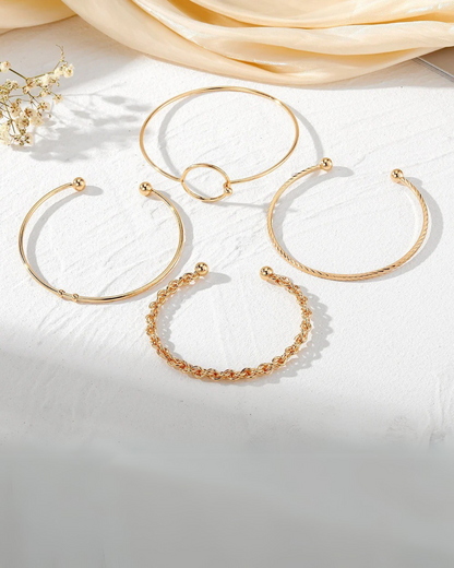 Capri Set – 4-Piece Geometric Bracelet Stack for Women | Gold & Silver | Serenyah