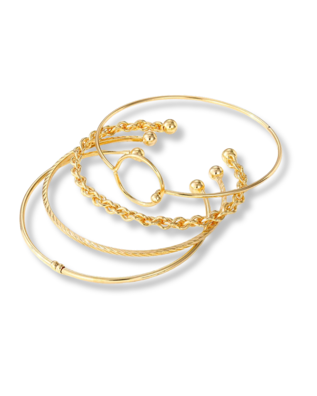 Capri Set – 4-Piece Geometric Bracelet Stack for Women | Gold & Silver | Serenyah