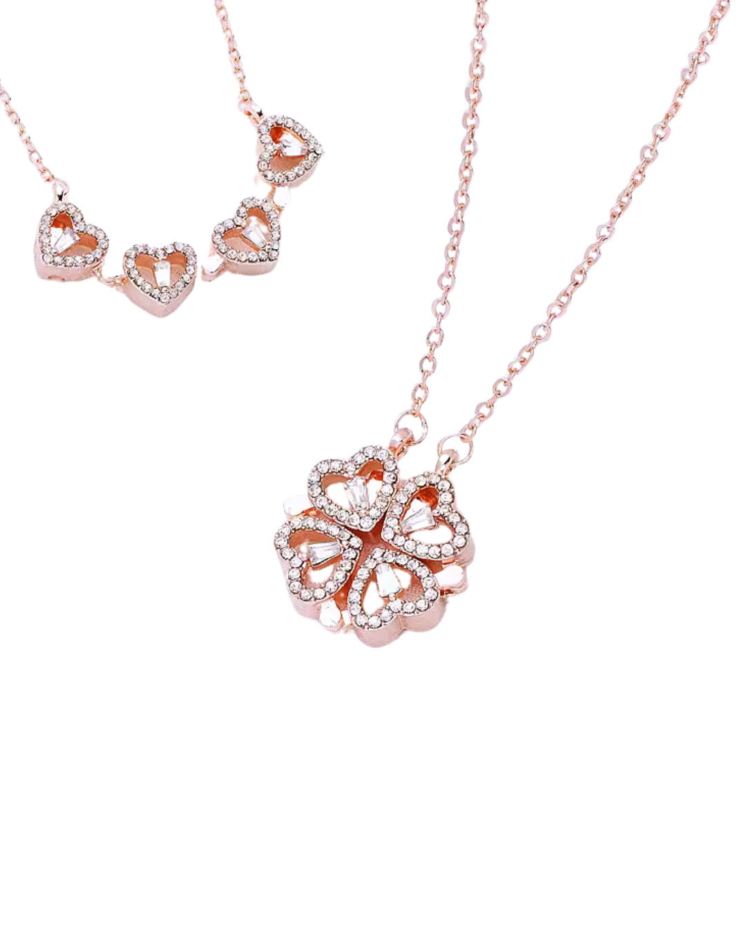 Celeste Clover Necklace with Hearts Gold or Silver Serenyah