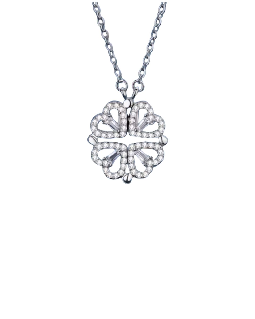 Celeste Clover Necklace with Hearts Gold or Silver Serenyah