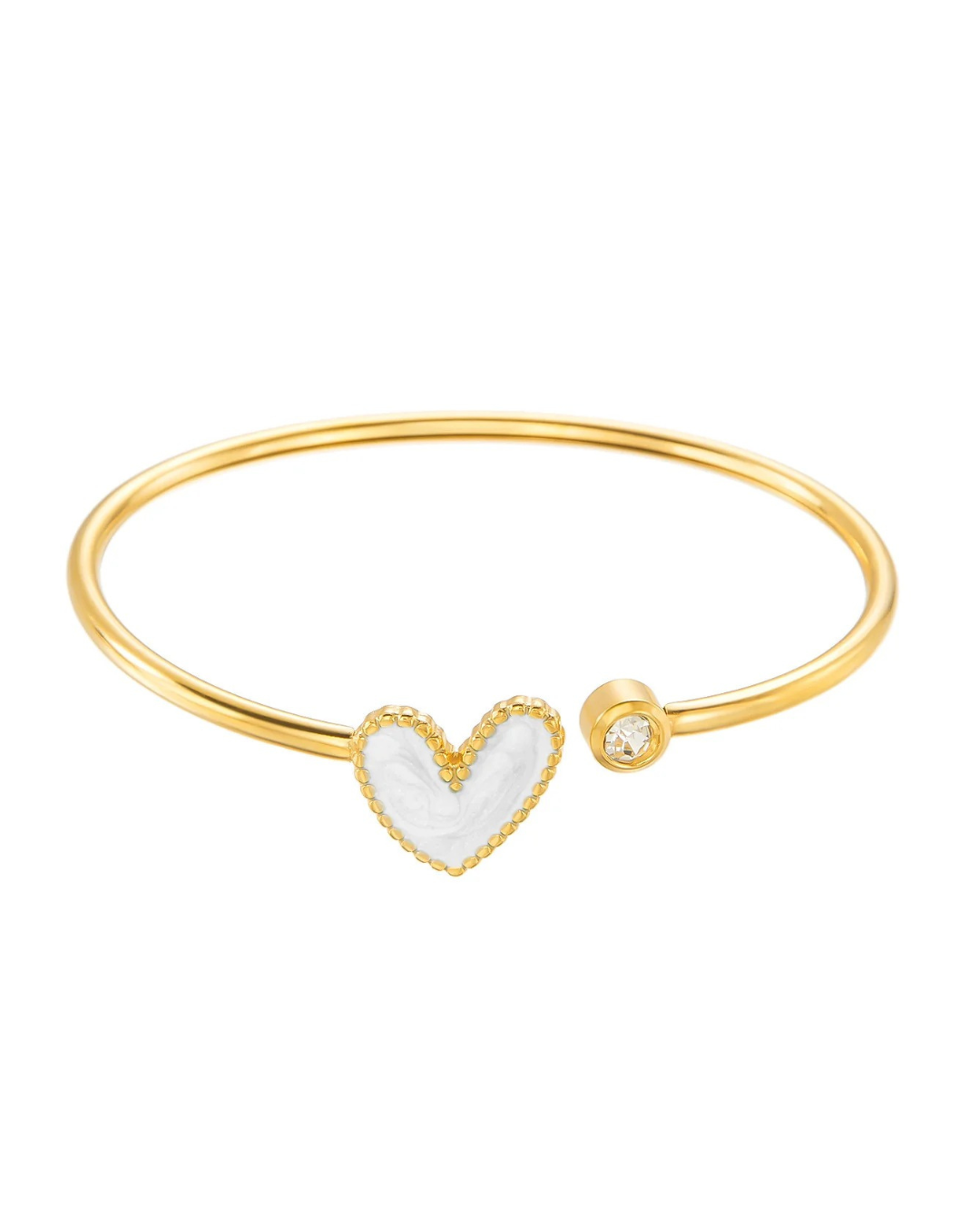 Cuöréa Bangle – Gold Heart Enamel Open Cuff Bracelet for Women | Serenyah