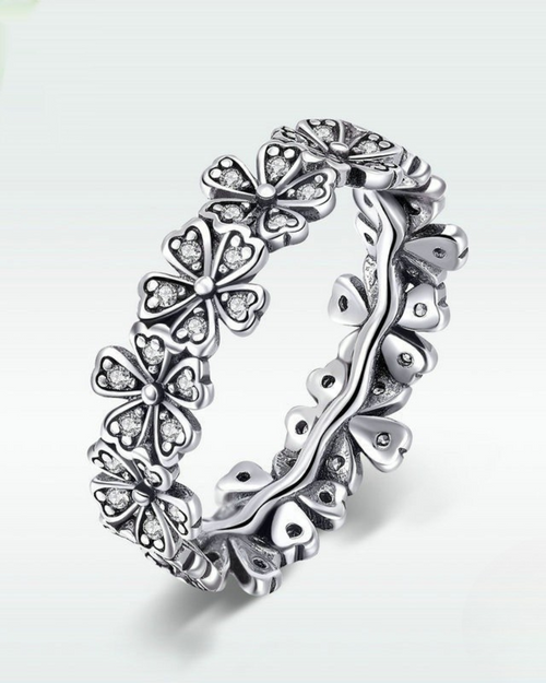 Daiséa Ring – 925 Sterling Silver Daisy Flower Ring with Zirconia | Romantic Floral Jewelry
