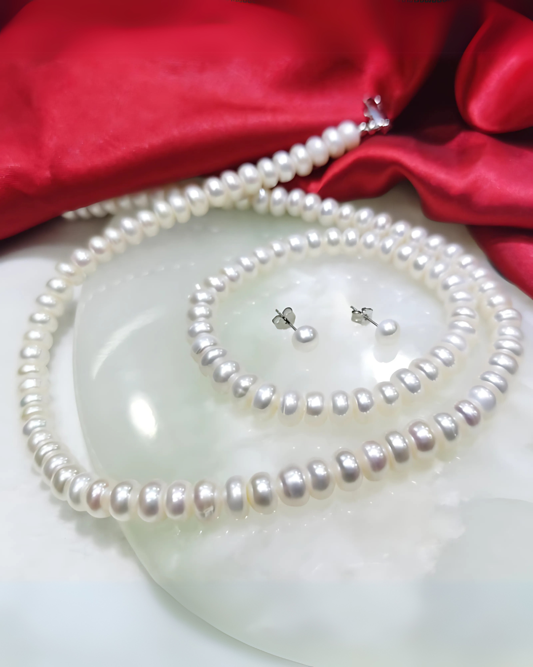 Eterna Perla – Juego de joyería de perlas naturales con collar, pulsera y pendientes | Serenyah