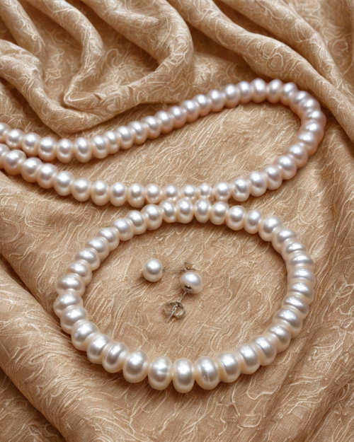 Eterna Perla – Juego de joyería de perlas naturales con collar, pulsera y pendientes | Serenyah