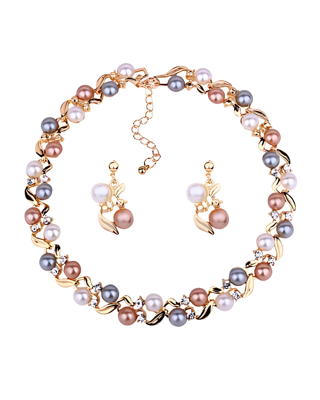 Fiore di Perla - Conjunto de Colar e Brincos com Pérolas Multicoloridas Serenyah