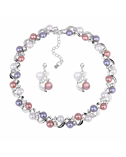 Fiore di Perla - Conjunto de Colar e Brincos com Pérolas Multicoloridas Serenyah
