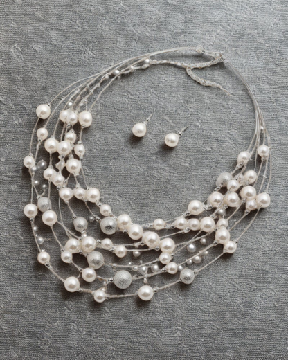 Galassia di Perle - Collar de perlas multicapa con pendientes Serenyah