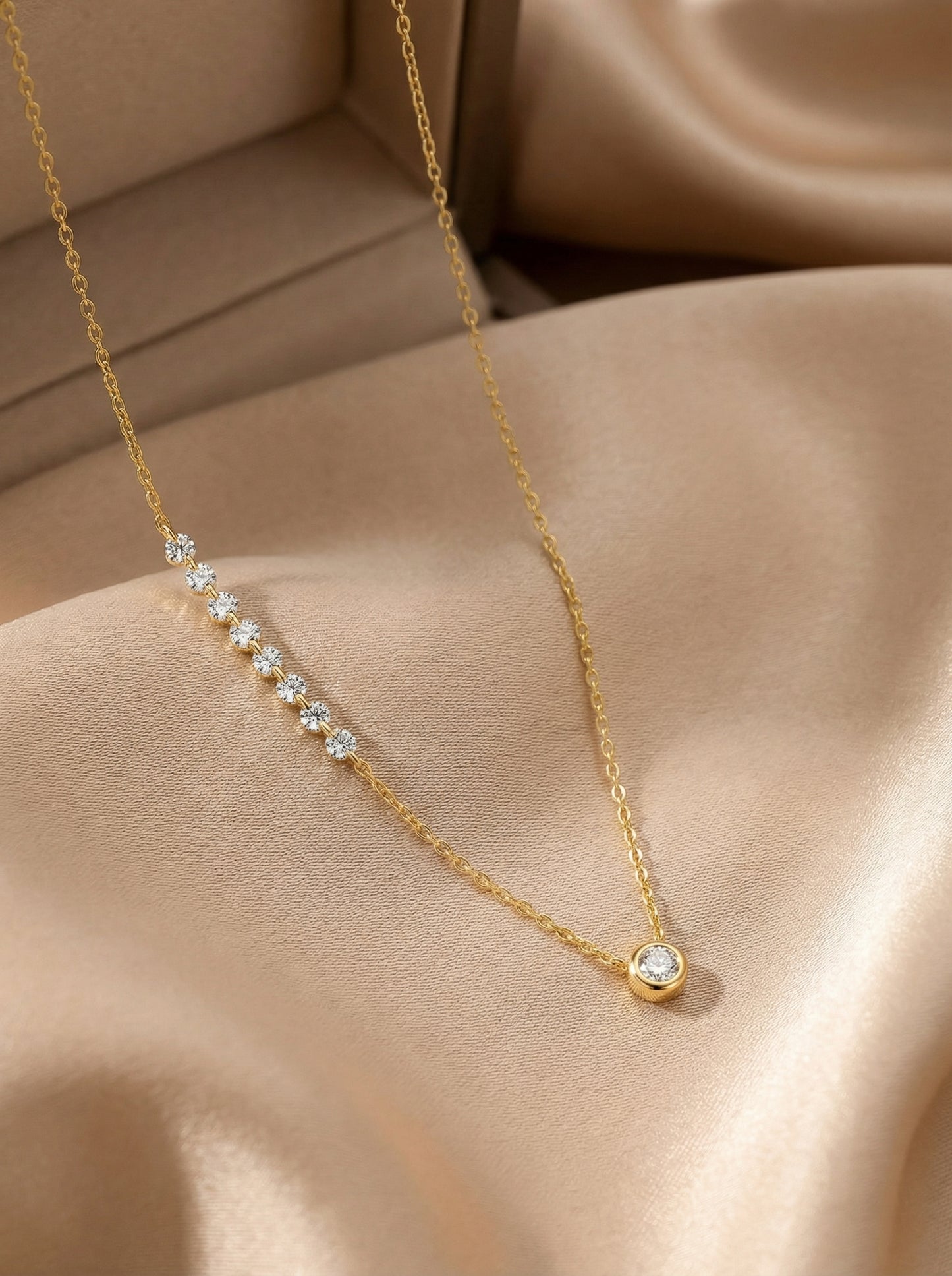 Luna D'Oro Set – 925 Silver Gold-Plated Necklace & Bracelet with Cubic Zirconia | Serenyah