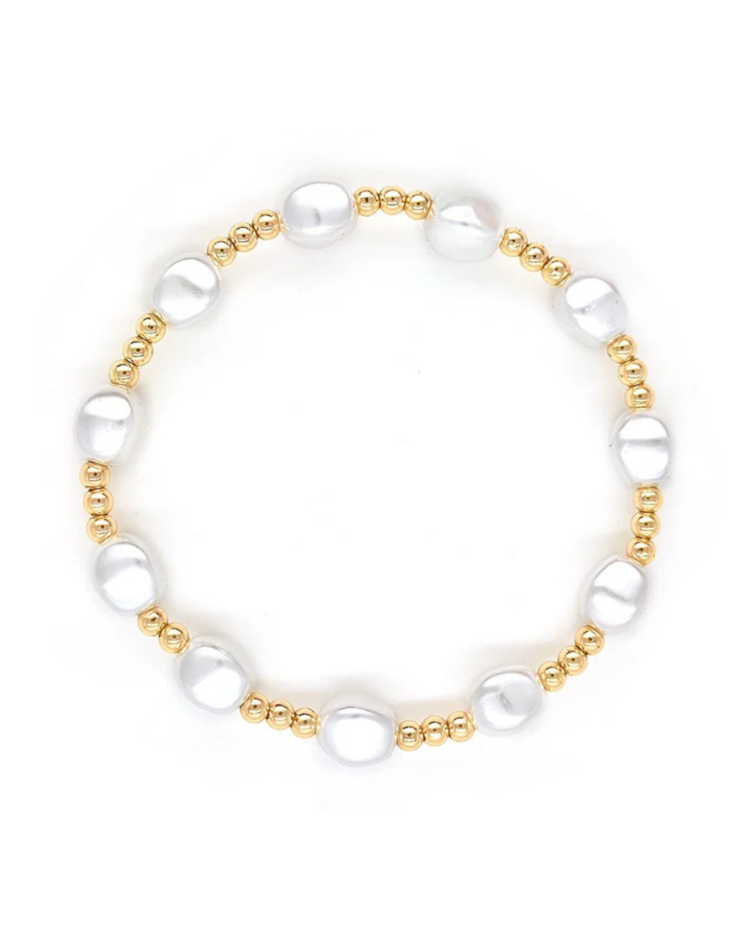 Lunaria Bracelet – Baroque Pearl & Gold Beaded Stretch Bracelet for Women | Serenyah