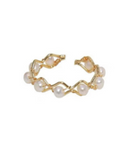 Náia Ring – Open ring with freshwater pearls and gold handmade braided hoop
