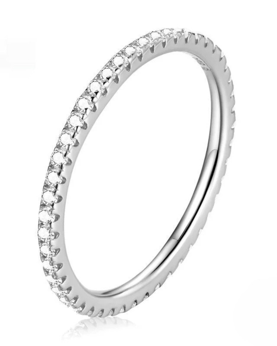 Néreya Ring – Half wedding ring in 925 Silver with delicate white zirconias and elegant shine