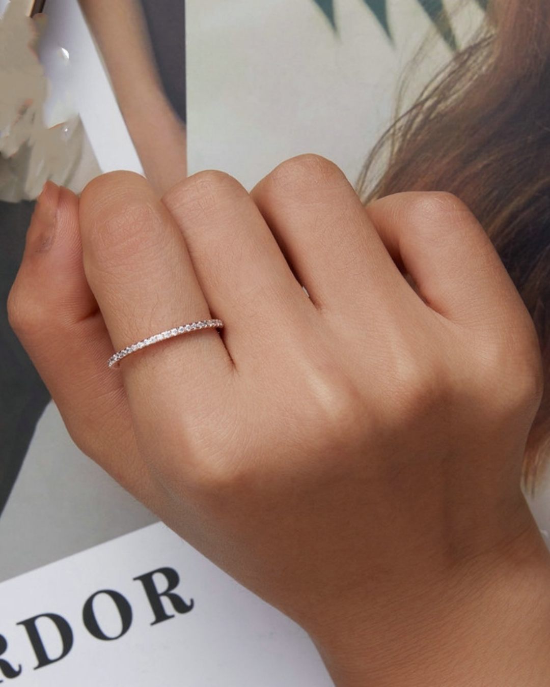 Néreya Ring – Half wedding ring in 925 Silver with delicate white zirconias and elegant shine