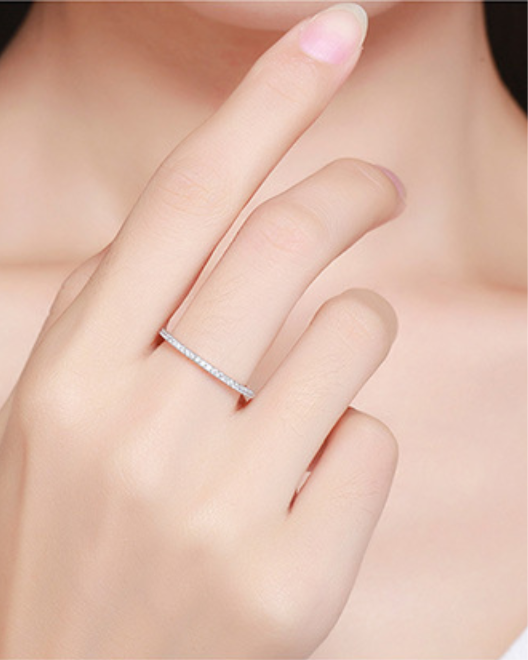 Néreya Ring – Half wedding ring in 925 Silver with delicate white zirconias and elegant shine