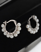 Perla Halo Pearl Earrings in 925 Silver Serenyah