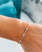 Croce Fine Bracelet with Mini Crosses Gold or Silver Plated Serenyah