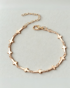 Croce Fine Bracelet with Mini Crosses Gold or Silver Plated Serenyah