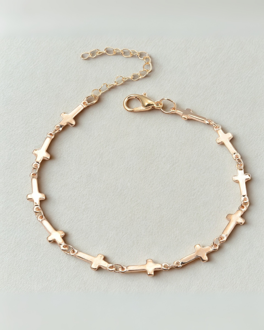 Croce Fine Bracelet with Mini Crosses Gold or Silver Plated Serenyah