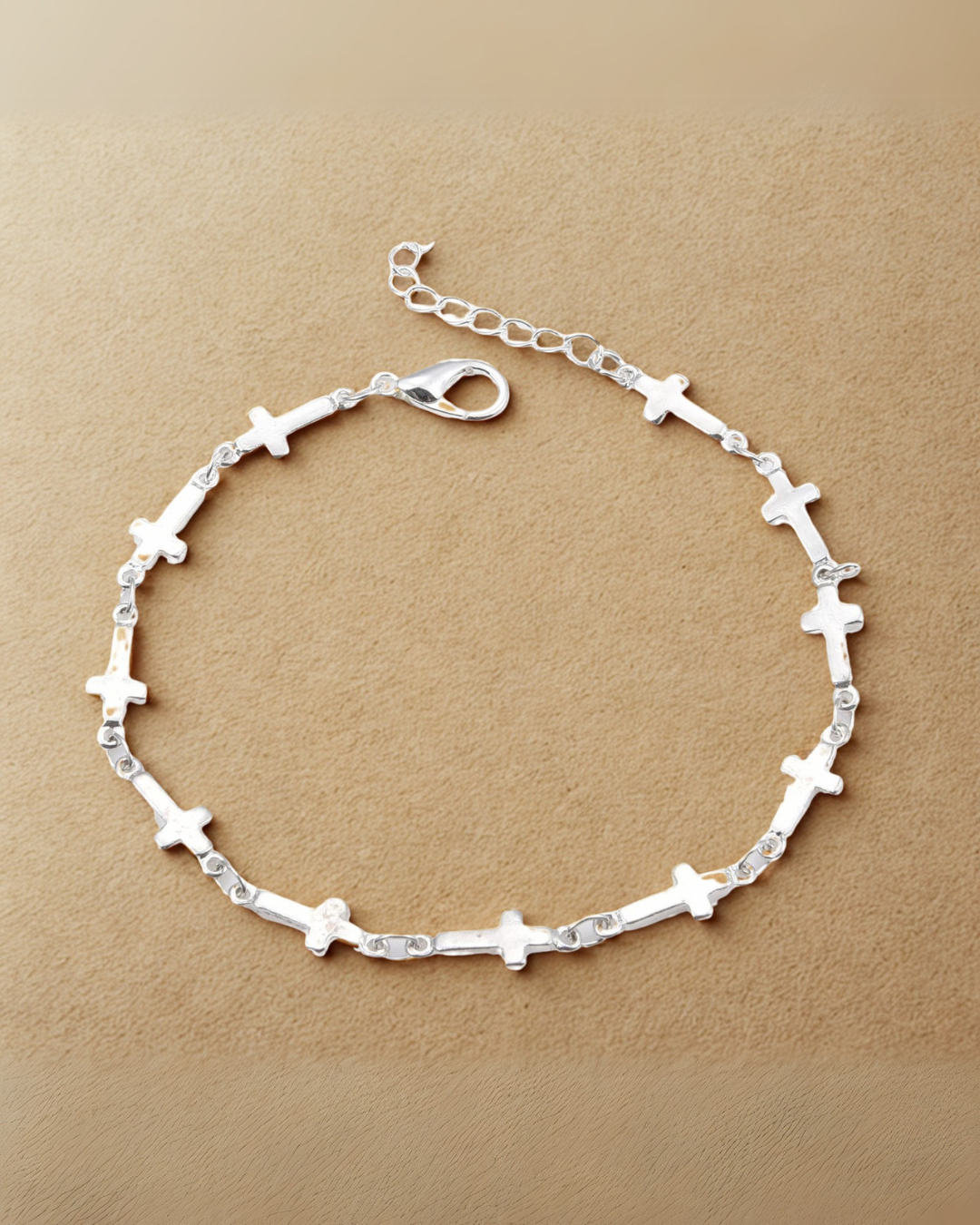Croce Fine Bracelet with Mini Crosses Gold or Silver Plated Serenyah