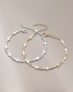 Croce Fine Bracelet with Mini Crosses Gold or Silver Plated Serenyah