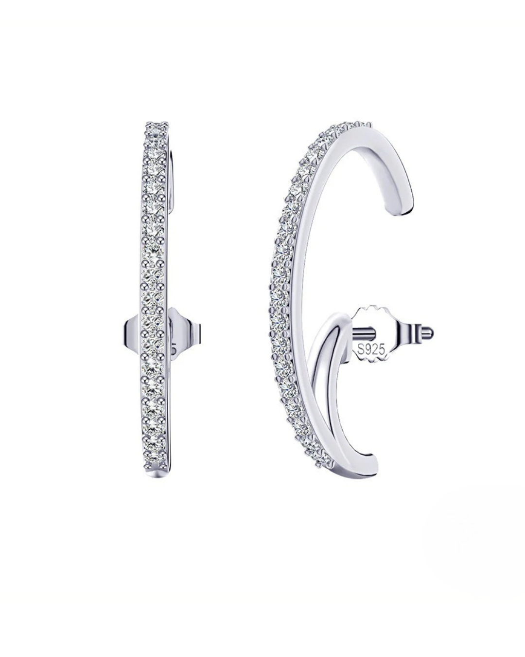 Vega Arc Ear Climber Earrings | 925 Sterling Silver with 14K Gold or Platinum Plating