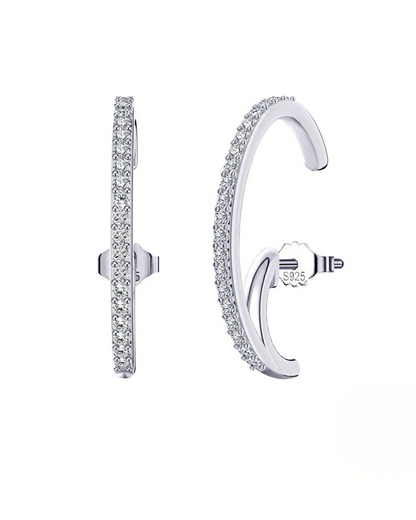 Vega Arc Ear Climber Earrings | 925 Sterling Silver with 14K Gold or Platinum Plating