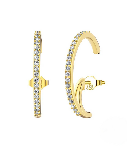 Vega Arc Ear Climber Earrings | 925 Sterling Silver with 14K Gold or Platinum Plating