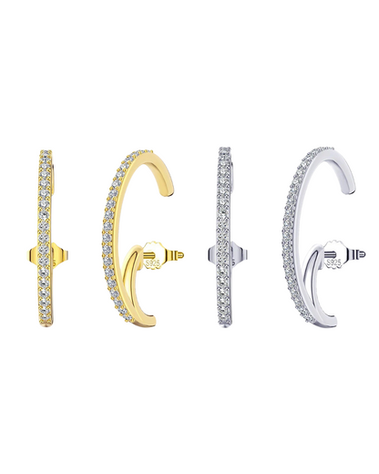Vega Arc Ear Climber Earrings | 925 Sterling Silver with 14K Gold or Platinum Plating