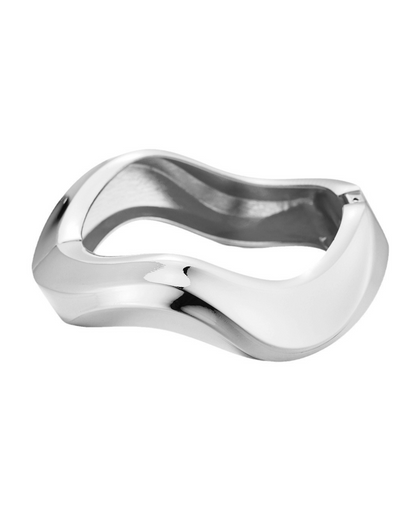 Pulsera Wavelette – Brazalete de Metal Escultórico para Mujer | Oro y Plata | Serenyah
