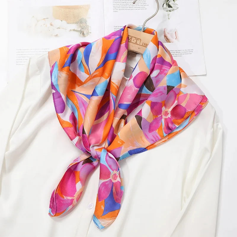 Silk-Touch Square Scarf Plaid Print Serenyah