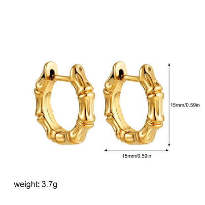 Bamboo Huggie Hoop Earrings | Gold-Plated Stainless Steel Serenyah