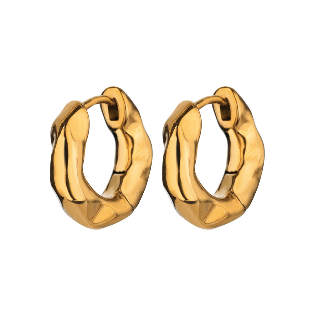 Brincos Argola Geométricos em Aço Inoxidável Dourado