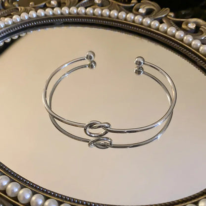 Knot Cuff Bangle Bracelet | Gold & Silver Stainless Steel Serenyah