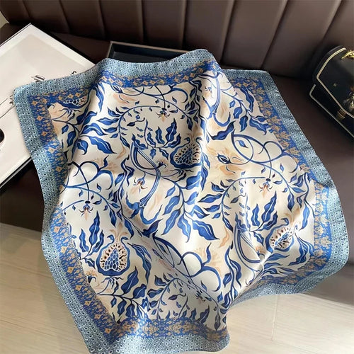 Silk-Touch Square Scarf Plaid Print Serenyah
