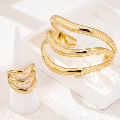 Aurora Gold Ring & Bracelet Set – Serenyah