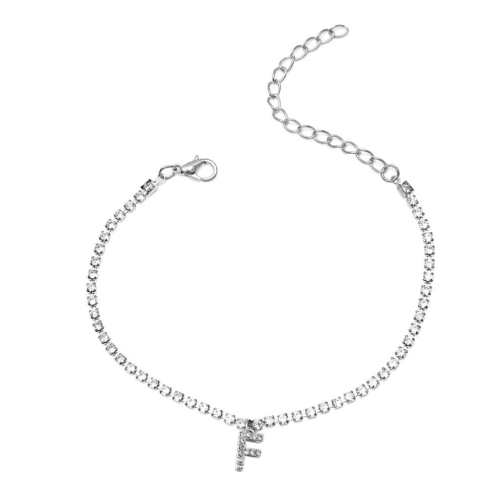 Initial Glow Letter Anklet with Zirconias Serenyah