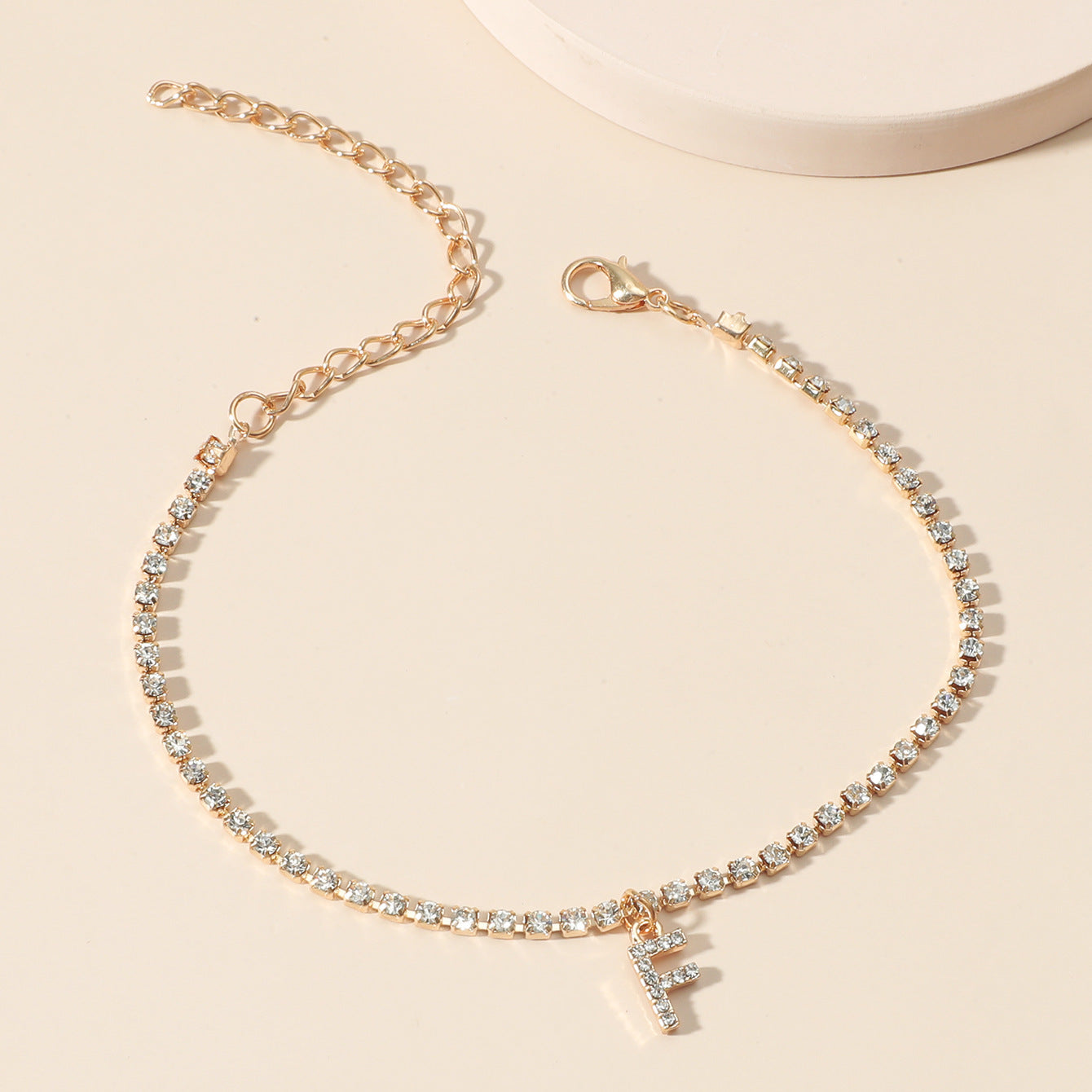 Initial Glow Letter Anklet with Zirconias Serenyah