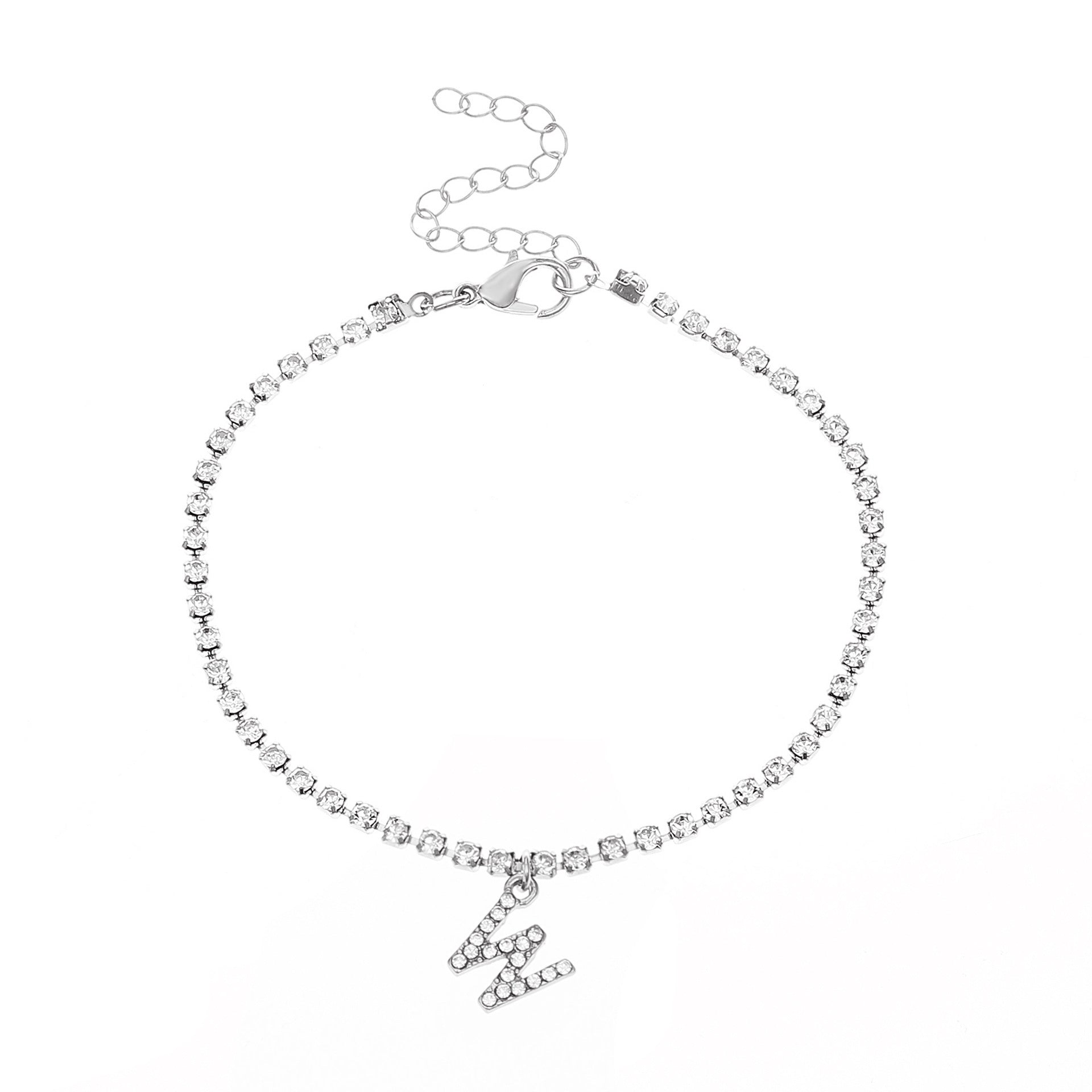 Initial Glow Letter Anklet with Zirconias Serenyah