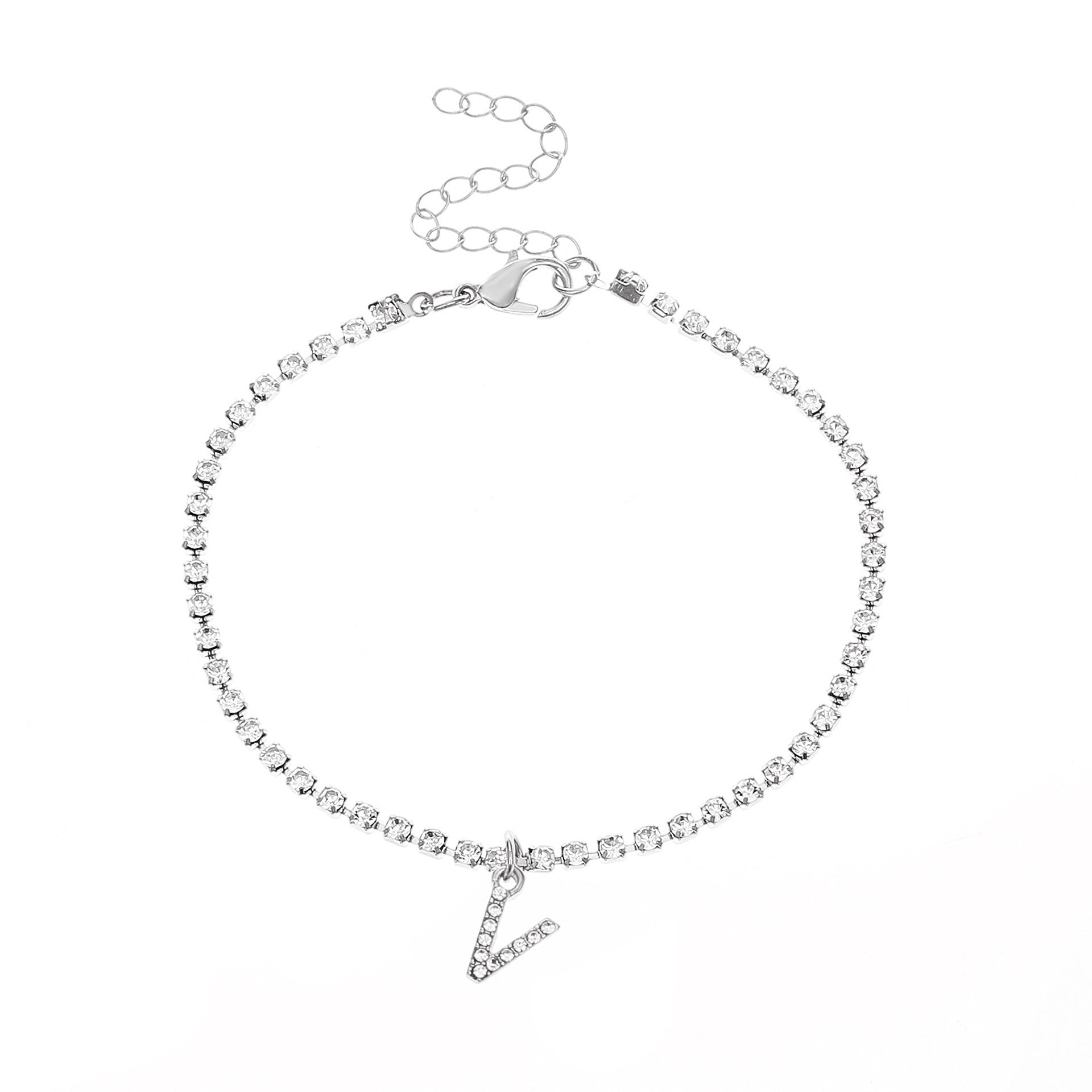 Initial Glow Letter Anklet with Zirconias Serenyah
