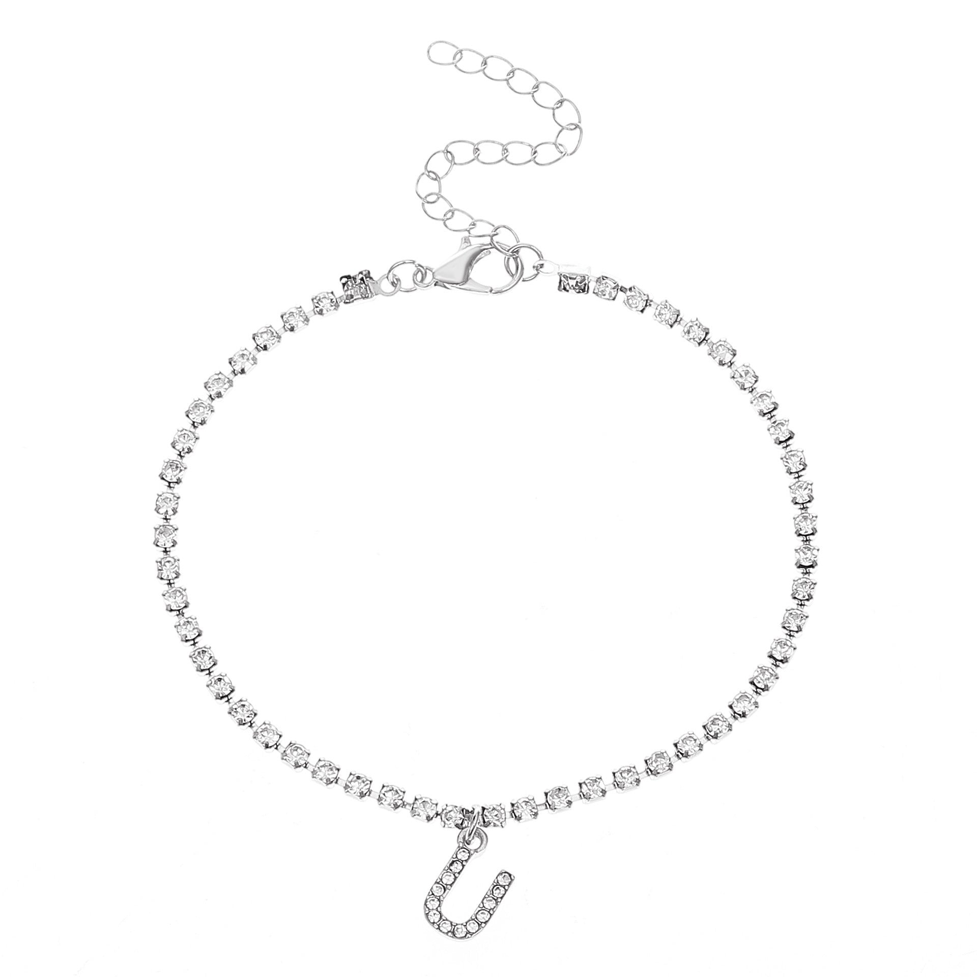 Initial Glow Letter Anklet with Zirconias Serenyah