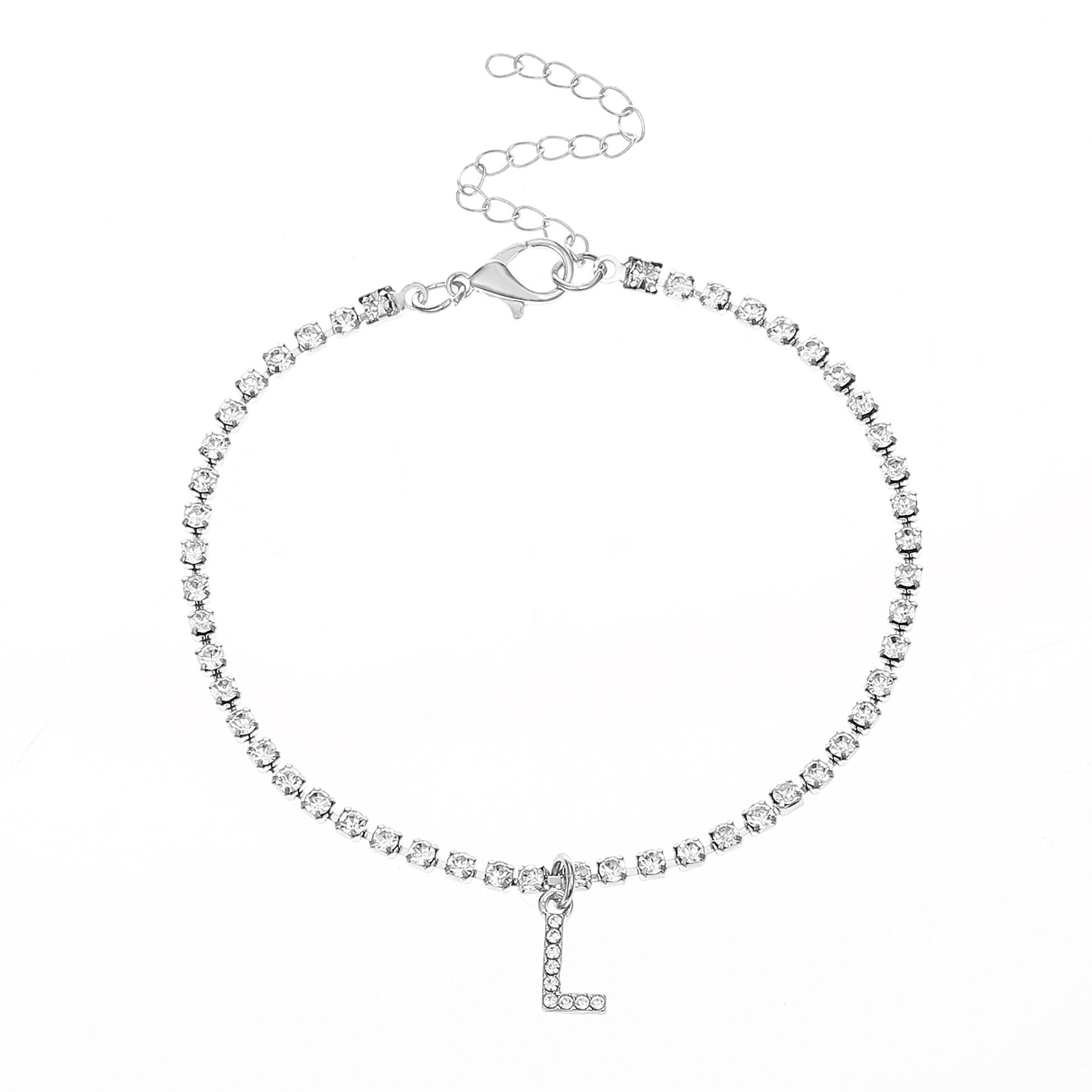 Initial Glow Letter Anklet with Zirconias Serenyah