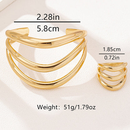 Aurora Gold Ring & Bracelet Set – Serenyah