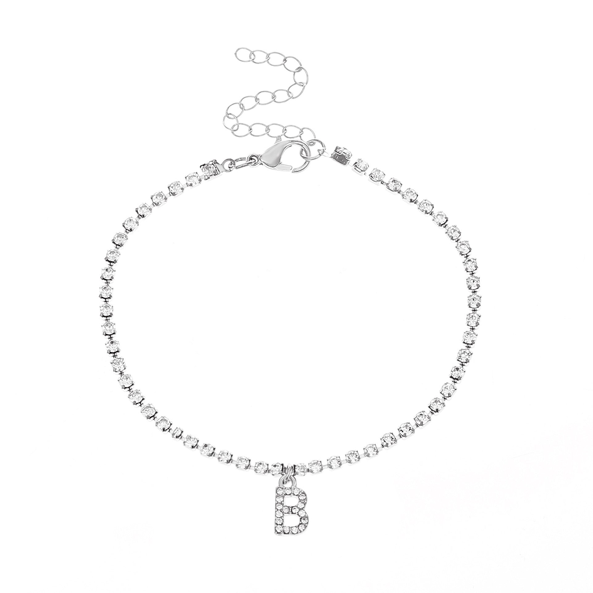 Initial Glow Letter Anklet with Zirconias Serenyah