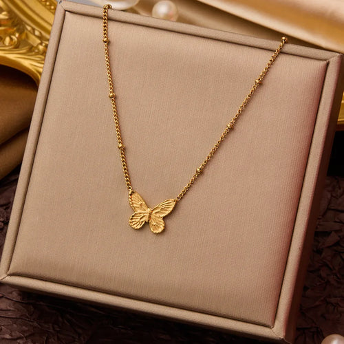 Butterfly Necklace - Gold Titanium Steel