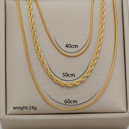 Ensemble de Colliers Chaînes Superposées Or — Serpent et Corde Serenyah