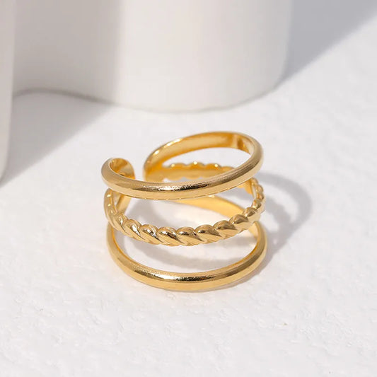 Classic Geometric Ring - Style JR080 - Gold