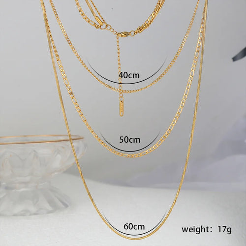 Collares en capas de acero inoxidable 304 geométricos de moda - 4-12