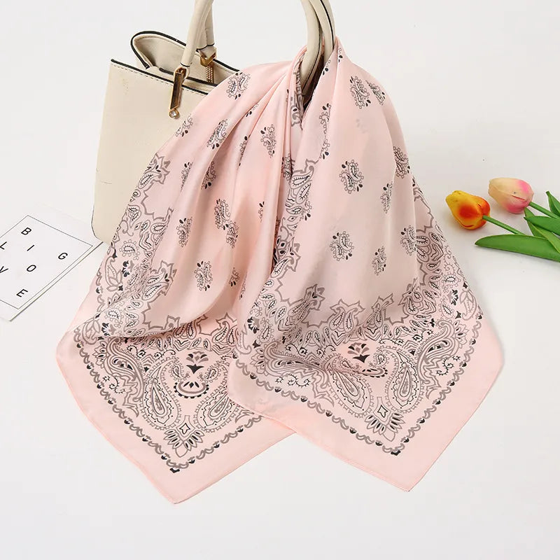 Paisley Silk Scarf in Blush Pink