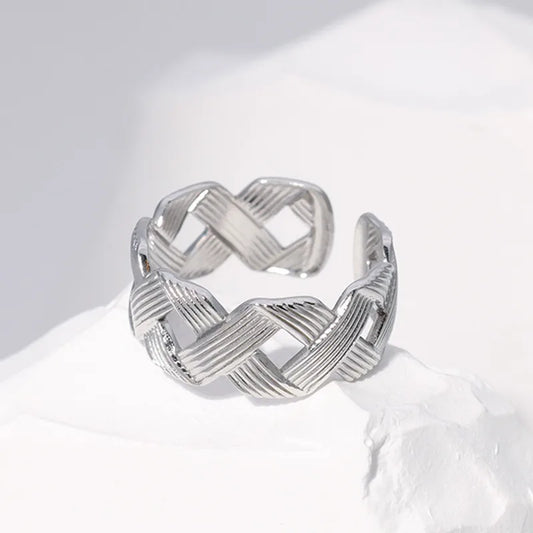 Classic Geometric Ring - Style JR012 - Steel Color