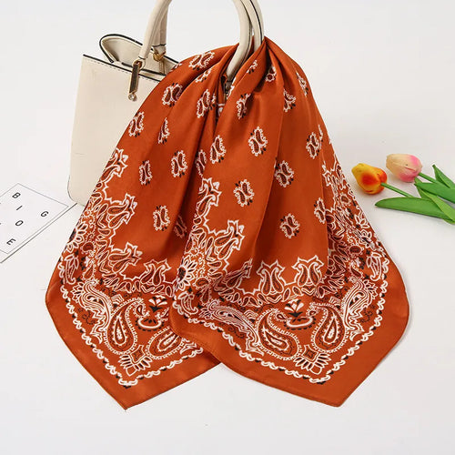 Paisley Silk Scarf in Rust Red