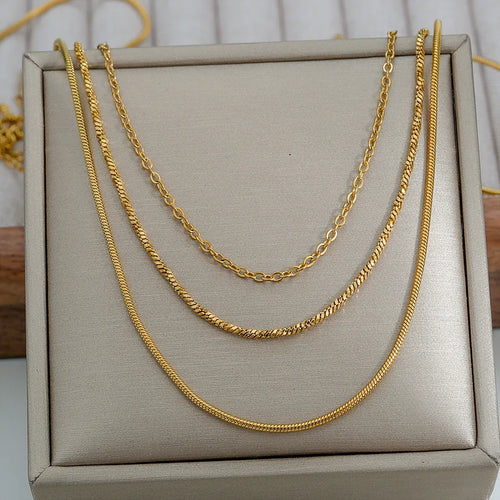 Collares de Moda Geométricos en Acero Inoxidable 304 con Revestimiento en Capas - 4-14